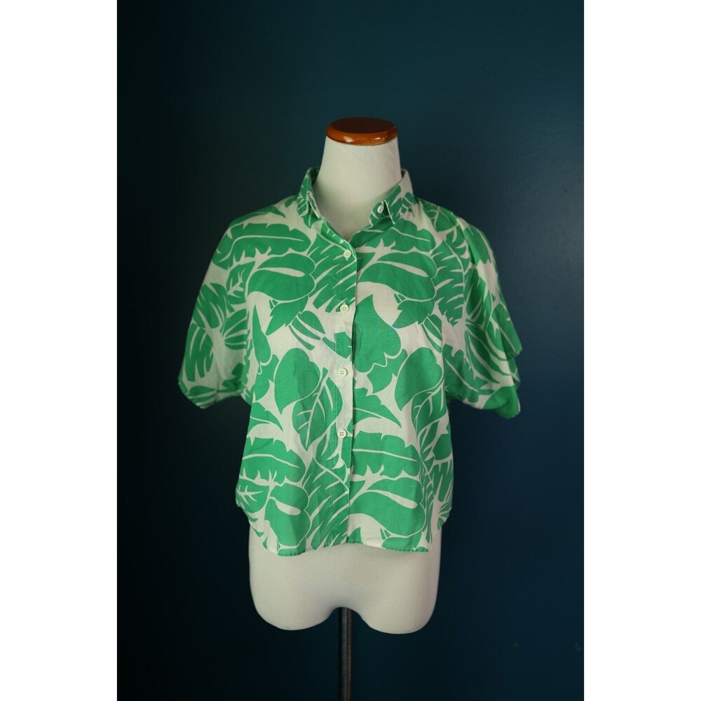 Vintage Wrangler Tropical Floral Boxy Cropped Shirt Short Sleeve Button Up M